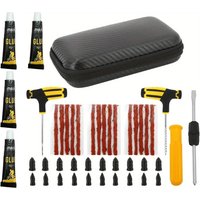 Universal Emergency Tire Repair Kit - Powerful Glue Complete Tools for All Vehicles Car/Motorcycles/Trucks Compact Portable Case