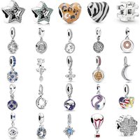 New 925 Sterling Silver Hot Air Balloon Moon Charm Of Ley 925 Chain Bead Fit Origina Bracelet Accessories DIY Women Love Jewelry