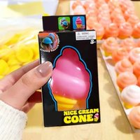 Colorful Ice Cream Cone Squishy Stress Toy Soft Elastic Hand Squeeze Sensory Fidget Toy for Kids Adults Desk Decor