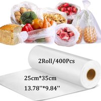 2Roll (400Pcs) Food Storage Bags, 10” X 14” Clear Plastic Bags, Fresh-Keeping Produce Bags Roll for Food Refrigerator Storage