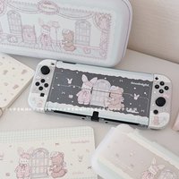 Kawaii Girl Switch Protective Case Transparent Frosted Console Case for Nintendo Switch OLED Controller Joy-Con Cover Dock Case