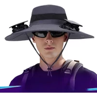 Double Fan Sun Hat For Men Summer Outdoor Fishing Sun Protection Visor Fisherman Hat 12CM Wide Brim Breathable Bucket Hat Male