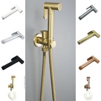White Brushed Gold Gray Brass Hand held black Bidet Shower set Perforating Toilet Jet Cleaner Portable Bidet Shower Head