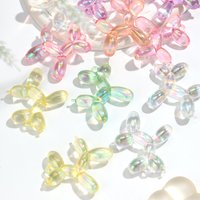 5pcs AB Transparent Acrylic 45x46mm Large Balloon Dog Charms Pendant for DIY Jewelry Craft Making Keychain Necklace Accessories