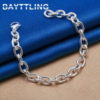 New 925 Sterling Silver Men's Bracelet Simple Hip Hop 8 Inches Chain For Women Charm Wedding Party Fashion Jewelry Bracelet