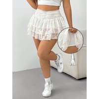 Plus Size Lace Ruffle Layered Cake Mini Skirt