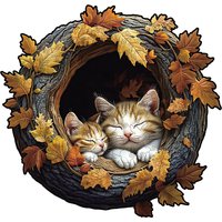 Wooden Puzzle for Adults - Cats Puzzle, Unique Shape Wooden Jigsaw Puzzles, Modern Art Home Decor, Good Gift Idea