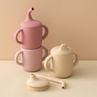 1PCS Two Lids Baby Silicone Straw Cup BPA Free Portable Storage Snack Container Feeding Cup Kids Learning Drink Cup Baby Stuff