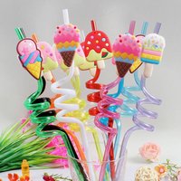 12-pack of reusable ice cream straws, perfect for party favors, birthday parties, and wedding decorations,
