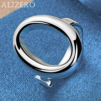 ALIZERO 925 Sterling Silver Circle O Ring For Women Men Adjustable Open Rings Wedding Engagement Band Fashion Jewelry Gifts