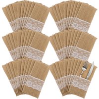 10-30Pcs Vintage Burlap Cutlery Holders for Rustic Wedding Table Decoration Knife Fork Napkin Bag Christmas Birthday Party Decor