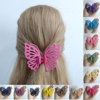 9cm Sweet Women Girl Young Fashion Gift Back Head Clip Hairpin Candy Color Single Layer Hollow Wing Antennae Butterfly Hair Claw