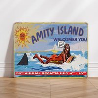 Personalised Aluminium Metal Sign Jaws Movie Amity Island
