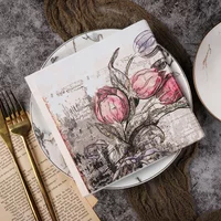 20pcs/Pac 33cm 2-Ply Vintage European Printed Napkins Colourful Paper Napkins Castle Flower Bone Print Party Paper Placemats
