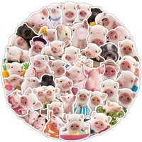 50Pcs Pink Pig Pattern Stickers Fashion DIY Journal Phone Luggage Decor Decals LanLanStickersWorld Store