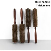 【1Pc Wood Handle Round Rolling Brush Straight Twill Hair Comb Boar Bristle Round Hair Curling Brush Hairdressing Tool】