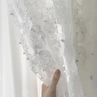 French Romantic White Pearl Embroidered Tulle Curtain For Living room Decoration Luxurious Exquisite Window Voile Sheers Drapes