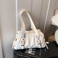 Y2K Fashion Women Underarm Bag Metal Crinkle Shoulder Bag Large Capacity PU Multi Function Handbag for Commute Shopping