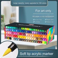 Guangna – ensemble de marqueurs à brosse souple de couleur, grande capacité, bonne couverture, stylos à peinture acrylique résistants à l'eau, papier A4 imperméable à l'encre