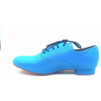 Practice Men Latin Dance Shoes Leather Suede Salsa Ballroom Shoes Blue 2.5cm Heeled Sneaker Party Dance Shoes Samba Chacha Shoes