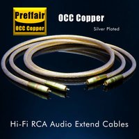 HiFi Gold RCA Cable 8N OCC Silver Plated RCA to RCA Audio Cable Gold Plated Plug with HOLO PLUG Foil Shielding Signal Cable