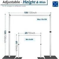 10x10ft Wedding Backdrop Stand,Scalable Crossbar Pipe, Stage Background Flower Wall Support Stand Adjustable Aluminum Stand