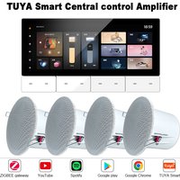 6.2 Inch TUYA Smart home audio wall amplifier built in ZIGBEE gateway IR Bluetooths music panel ceiling speaker Android11 system