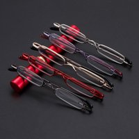 1PC Mini Small Tube Reader Glasses Slim Pen Reading Glasses Spring Hinged Eyeglasses with Portable Clip Case for Men Women