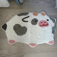 VIKAMA Cute Cow Alien Pattern Rug, Warm and Slip-resistant Bedroom Corner Rug, Entrance Floor Mat, Home Decoration