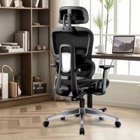 Ergonomischer Bürostuhl, Lendenwirbelstütze und Nackenkissen, weich gepolsterte Armlehnen, atmungsaktives Netzgewebe, mehrfach verstellbare Höhenverst