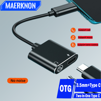 2-in-1 Type C to 3.5mm Audio Adapter OTG Charging Aux Converter HiFi Sound for Samsung Xiaomi POCO VIVO Wired Earphone Access