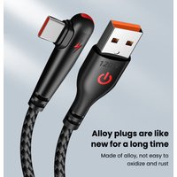 120W 90 Degree Elbow USB Type C Fast Charging Cable Nylon Braided Data Cord Durable Charger Wire for Samsung Xiaomi Huawei