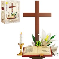 The Bible Jesus Cross Building Blocks Set Simulation Holy Book Flower Cross Bricks Toys Adults Ornamnets Christmas Gift