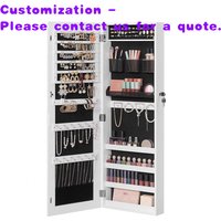 custom.Wall or Door Mounted Organizer Hanging Frameless Mirror Armoire Jewelry Storage Cabinet with Lock