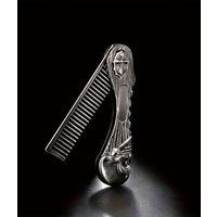 1 piece of vintage men's beard comb, stainless steel metal folding comb, skull shaped comb, portable pocket comb
