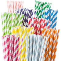 50/100pcs Bulk Colored Striped Disposable Paper Straws for Coffee Milk Juice Cocktails Birthday Parties Eco-Friendly Drinkware