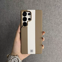 Luxury Double-Colored PU Leather Magnetic Phone Case for Samsung Galaxy S24 S25 Ultra Business Alloy Lens Back Shockproof Cover