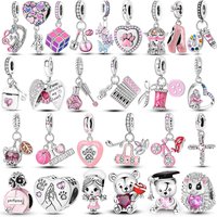 Pink Series Charms 925 Silver Perfume Butterfly Charm Beads Pendent Dangle Fit Original Bangle Charm Bracelet DIY Women Jewelry