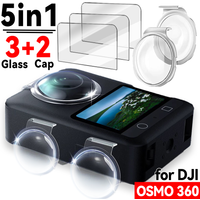 5in1 PC Glass Film&Lens Cover for DJI OSMO 360 Tempered Glass Screen Protector HD Anti-Scratch Protective Guard for DJI Osmo 360