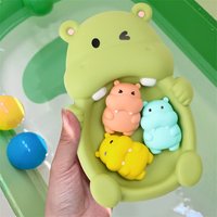 Seals Family Baby Bath Toy Set Silicone Kid Bathtub Toy For Baby Bath Bathroom Toys Parent-Child Hippo Sealed Floating Water Toy