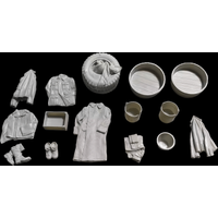 1:35 Die Casting Resin Model Assembly Kit, GK, Resin Clothing and Wooden Basin Accumulation, Unpainted, Requiring Assembly