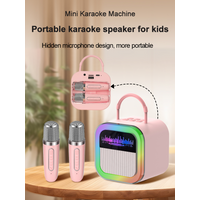 Haomuren Mini Karaoke Machine With 2 Distortion Microphones Portable Bluetooth Karaoke Speaker For Children Party Gifts Toys K12