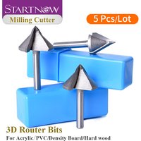 Startnow 5 pièces 3D mèches de routeur 60 90 120 degrés fraises acrylique PVC MDF bois dur CNC outil routeur gravure peu fraises en bout