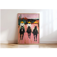 Southwestern cowboys Print, colorful abstract western horse painting, modern country cowboy poster, eclectic printable wall art