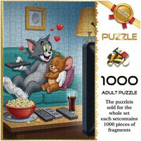 Warner Bros. Seamless Puzzle Z10.16-224, Featuring a Cozy Home Scene with Tom And Jerry, Measuring . This Durable, Thick Puzzl