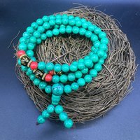 Tibetan Style Turquoise 108 Bead Multi-wrap Bracelet, Fortune Charm Couple Necklace Ideal Present