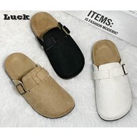 Women And Men's Outdoor Slides Casual Closed Toe Sandals For Adults Flannel Upper Fashion Slippers Non-slip Slip-on All Season