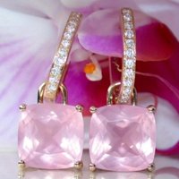 Classic Shiny Square Pink Cubic Zircon Dangle Earrings Women Engagement Trendy Cute Romantic Earring Charm Jewelry Gift
