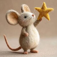 Craft Needle Felting Supply Starry Night Felt Mice Cute Mouse Handmade Mouse Collectible Figurine Gifts Mouse Animal Figurine
