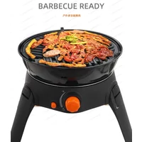Special Outdoor multi-function gas stove camping barbecue grill 6-piece set folding picnic equipment surrounding stove tea oven